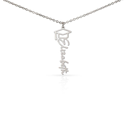 Engraved Name Necklace Graduation Cap