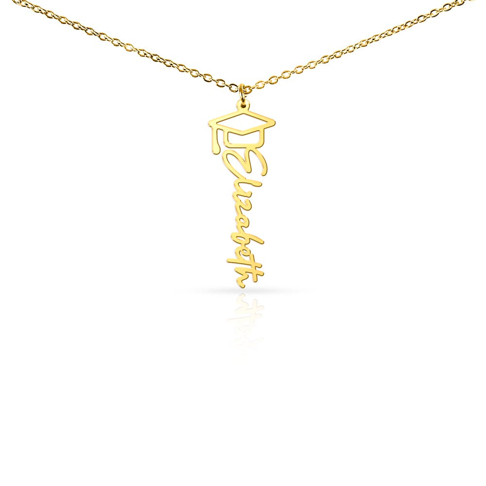 Engraved Name Necklace Graduation Cap