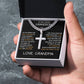 To My Dear Grandson Engraved Cross Necklace