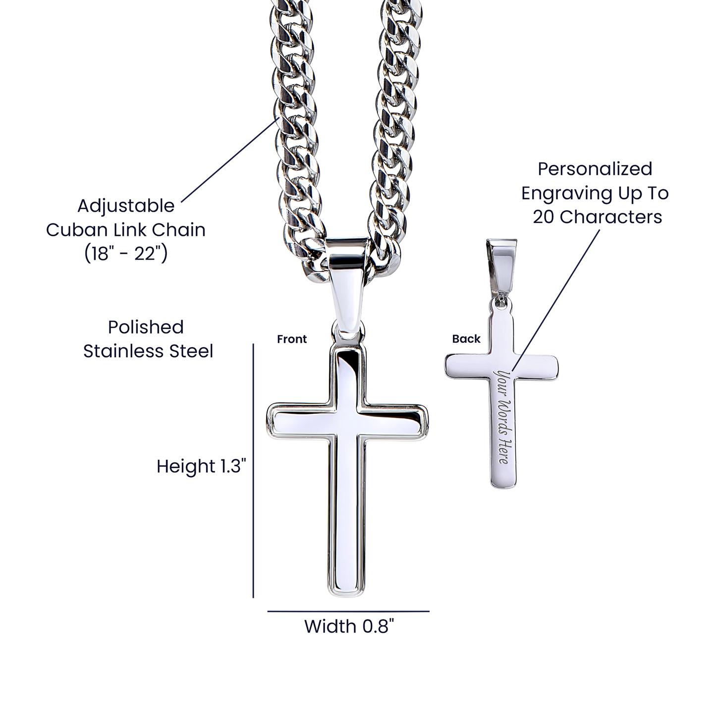 To My Dear Grandson Engraved Cross Necklace