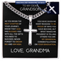 To My Dear Grandson Engraved Cross Necklace