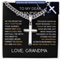 To My Dear Grandson Cross Necklace, Love Grandma