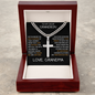 To My Dear Grandson Engraved Cross Necklace