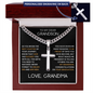 To My Dear Grandson Engraved Cross Necklace
