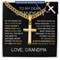 To My Dear Grandson Cross Necklace, Love Grandma