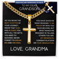 To My Dear Grandson Engraved Cross Necklace