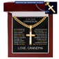 To My Dear Grandson Engraved Cross Necklace