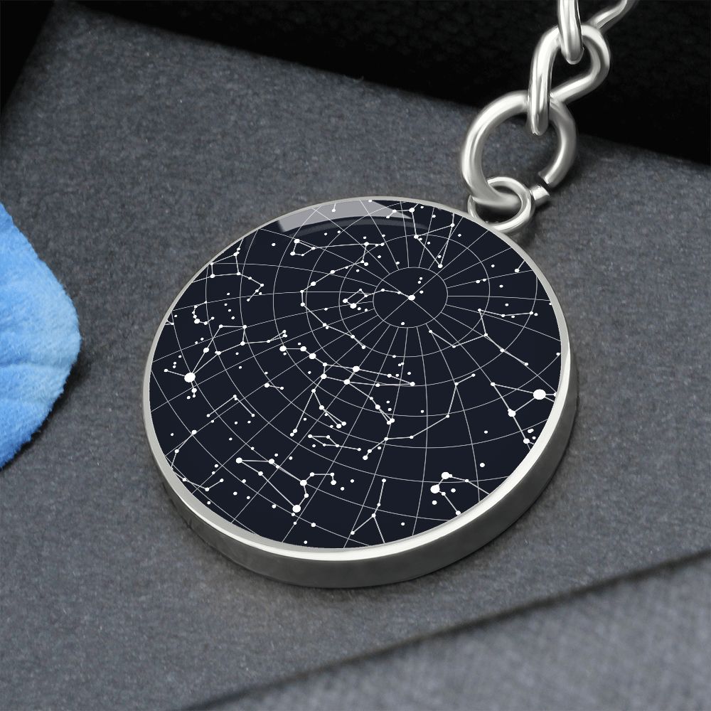 Celestial Night Sky Circle Keychain Cedar Rapids