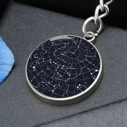 Celestial Night Sky Circle Keychain Cedar Rapids