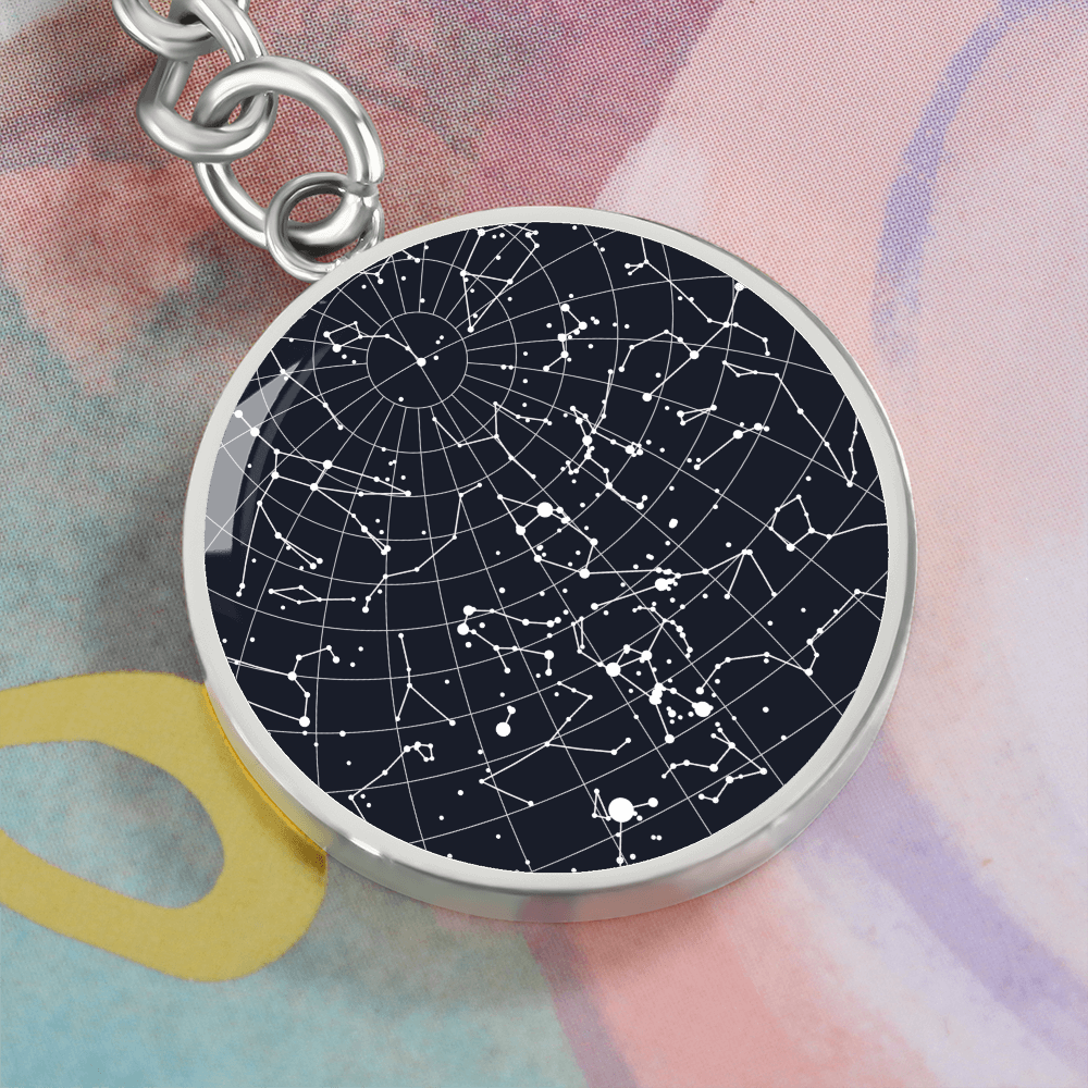 Celestial Night Sky Circle Pendant Keychain Chicago IL