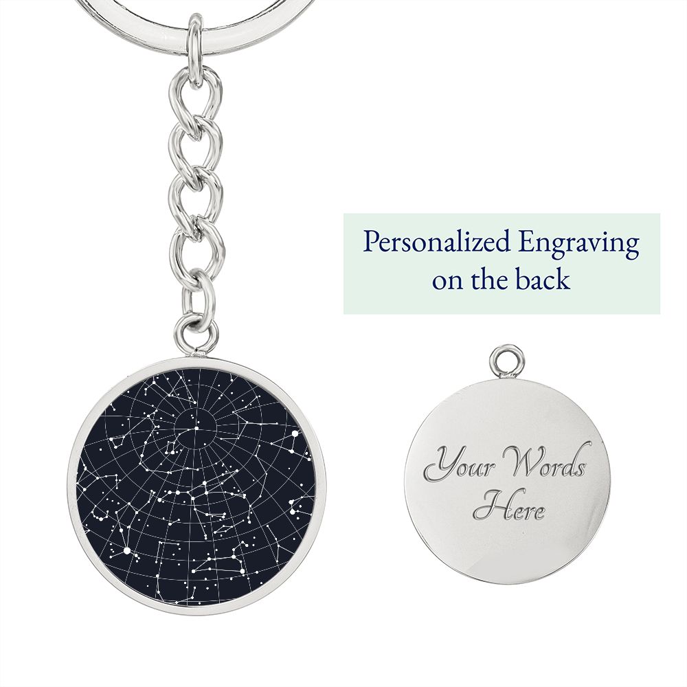 Celestial Night Sky Circle Keychain Cedar Rapids