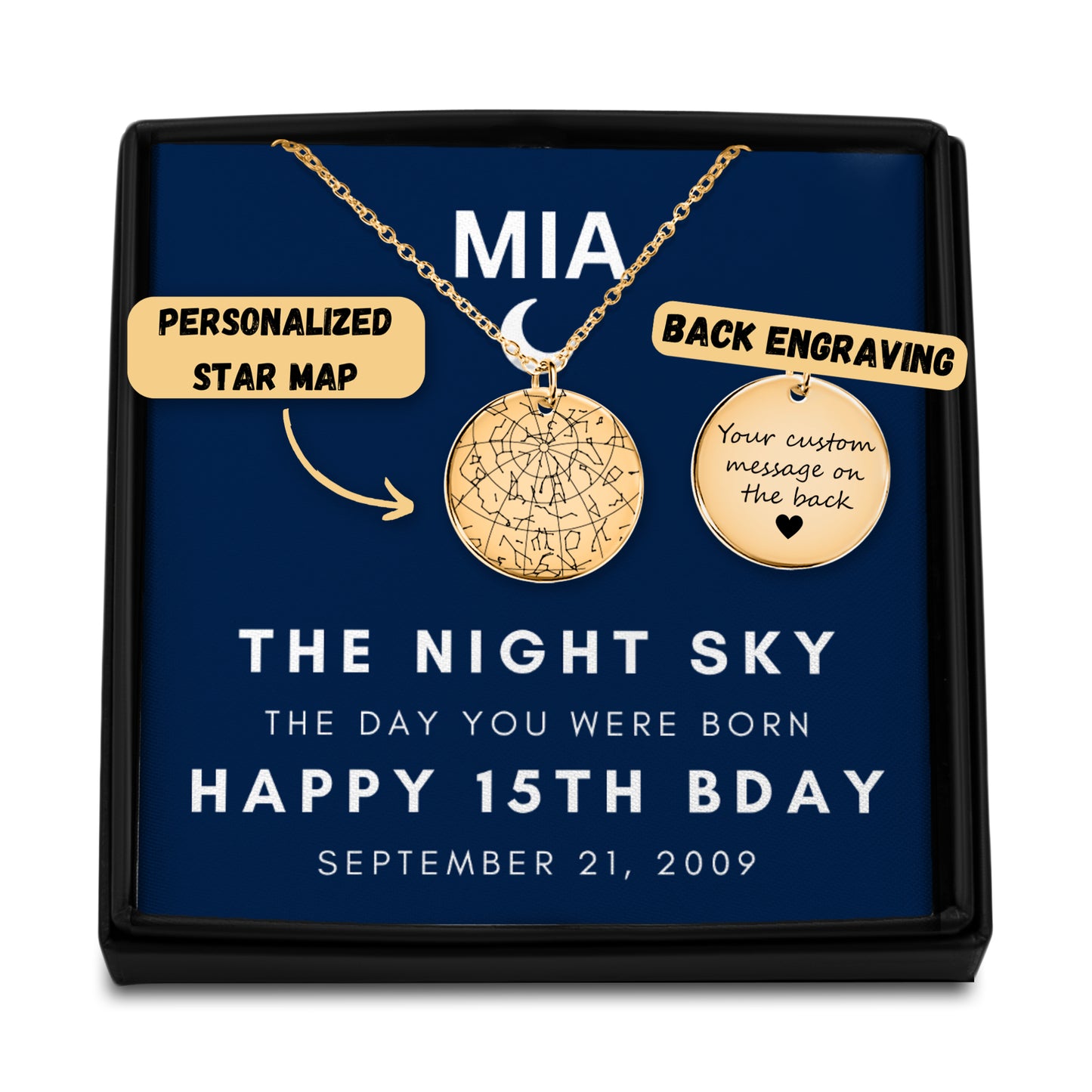Custom Star Map Necklace, Gift For Her