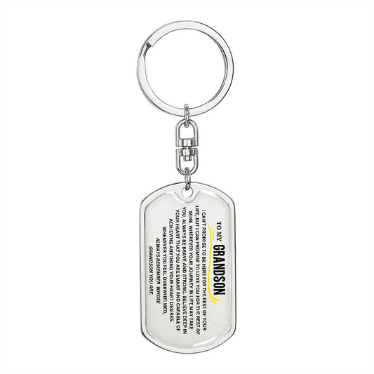 To My Grandson Keychain, Gift For Grandson from Grandma Grandpa, Dog Tag Keychain for Birthday Graduation Holiday Christmas, Special Gift