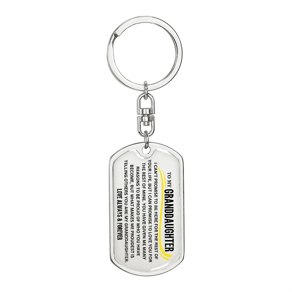 To My Granddaughter Keychain, Gift For Granddaughter from Grandma Grandpa, Dog Tag Keychain for Birthday Graduation Holiday Christmas