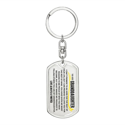 To My Granddaughter Keychain, Gift For Granddaughter from Grandma Grandpa, Dog Tag Keychain for Birthday Graduation Holiday Christmas
