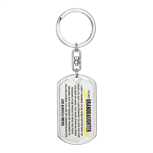 To My Granddaughter Keychain, Gift For Granddaughter from Grandma Grandpa, Dog Tag Keychain for Birthday Graduation Holiday Christmas