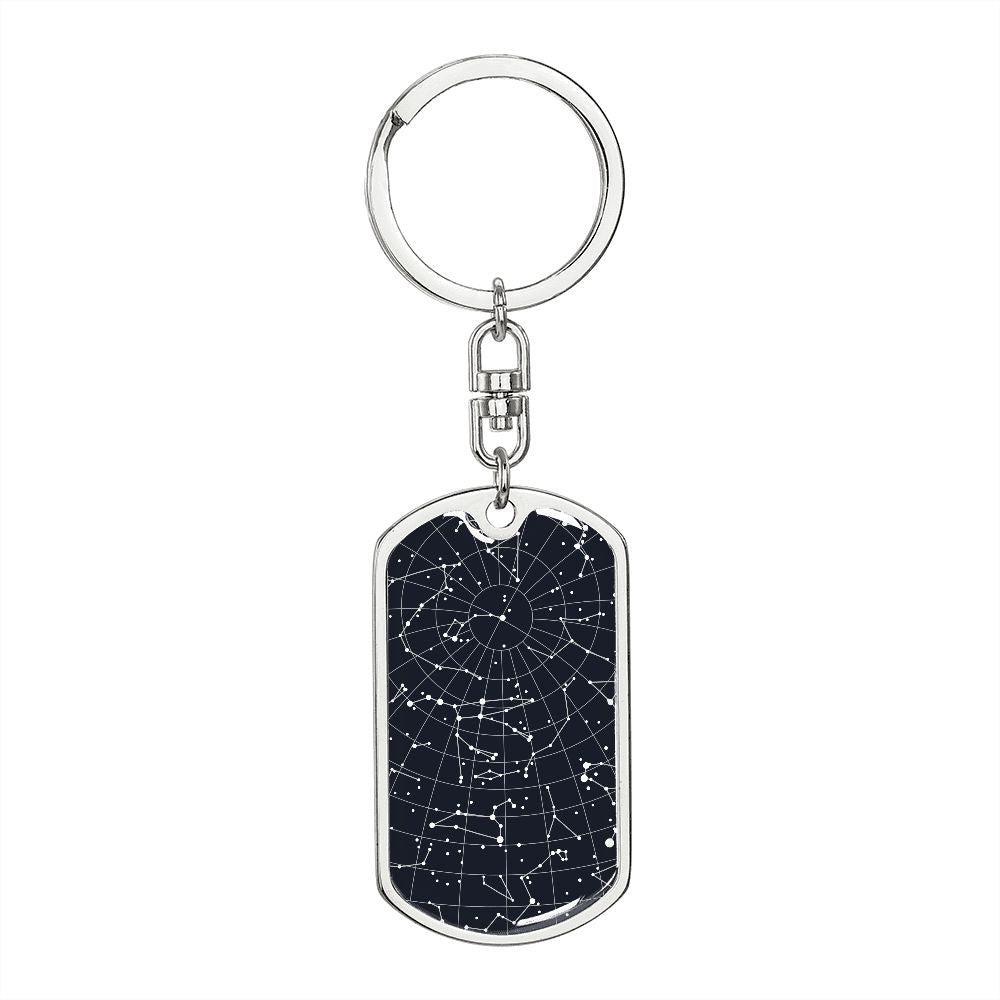 Celestial Night Sky Dog Tag Keychain Holtsville