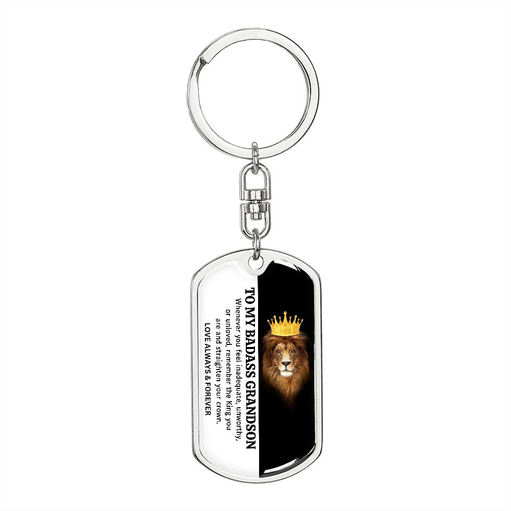 To My Badass Grandson Keychain