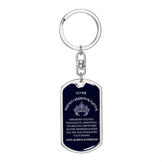 To My Badass Granddaughter | Dog Tag Keychain