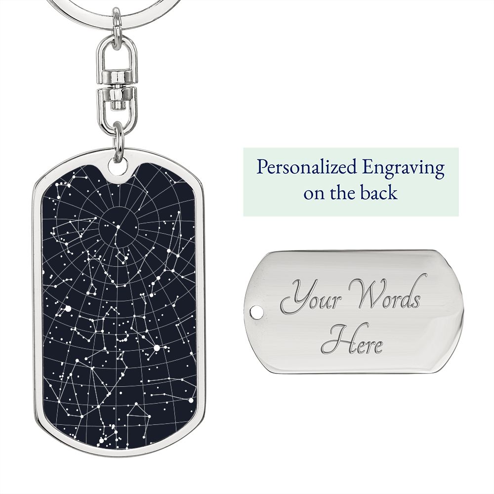 Celestial Night Sky Dog Tag Pendant Keychain Chesterfield VA