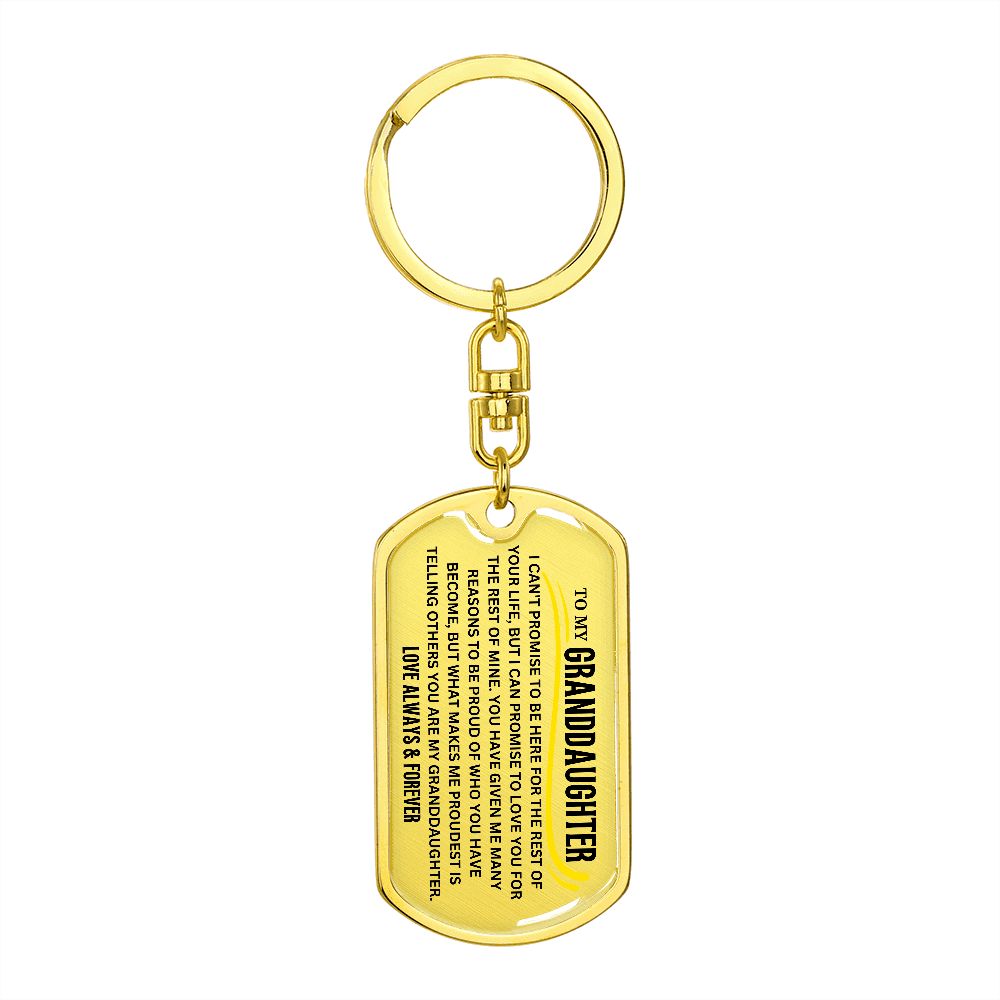 To My Granddaughter Keychain, Gift For Granddaughter from Grandma Grandpa, Dog Tag Keychain for Birthday Graduation Holiday Christmas