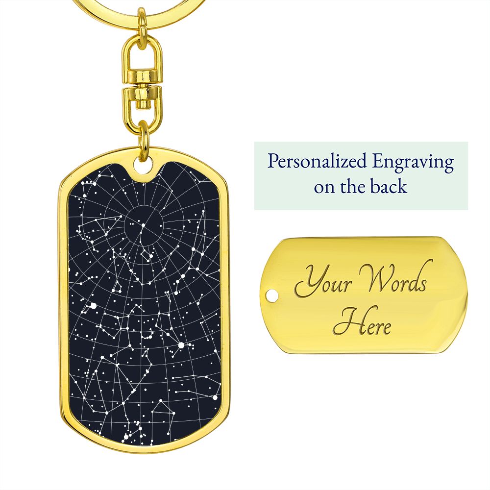 Celestial Night Sky Dog Tag Pendant Keychain Chesterfield VA