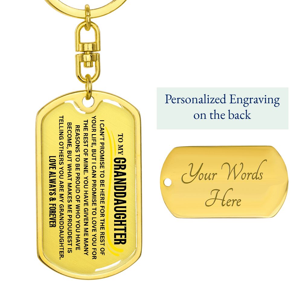 To My Granddaughter Keychain, Gift For Granddaughter from Grandma Grandpa, Dog Tag Keychain for Birthday Graduation Holiday Christmas