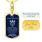 To My Badass Daughter Lion Head Blue Keychain