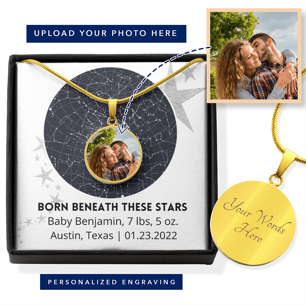 Personalized Celestial Night Sky Pendant Necklace New Mom, Grandma, Mother's Day