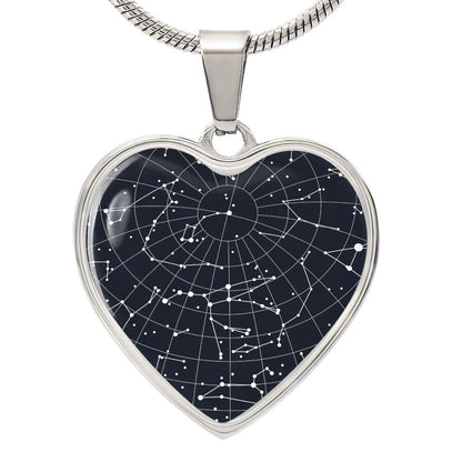 Celestial Night Sky Caro Engagement Heart Pendant