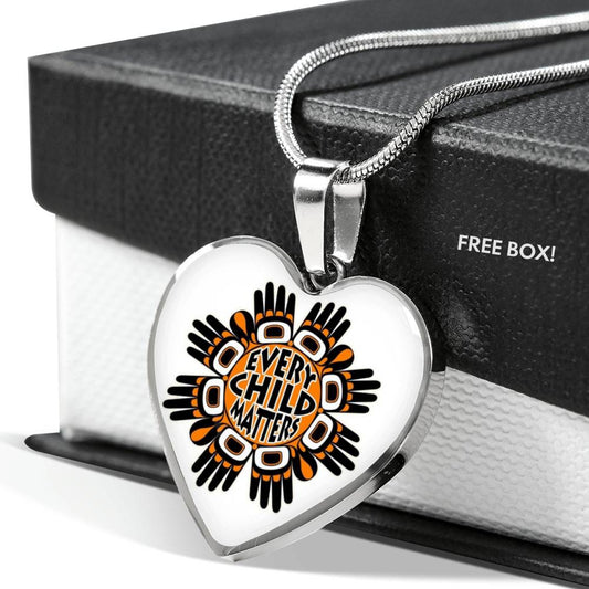 Every Child Matters Indigenous Community Canada Heart Shaped Personalized Charm Necklace Silver Gold
