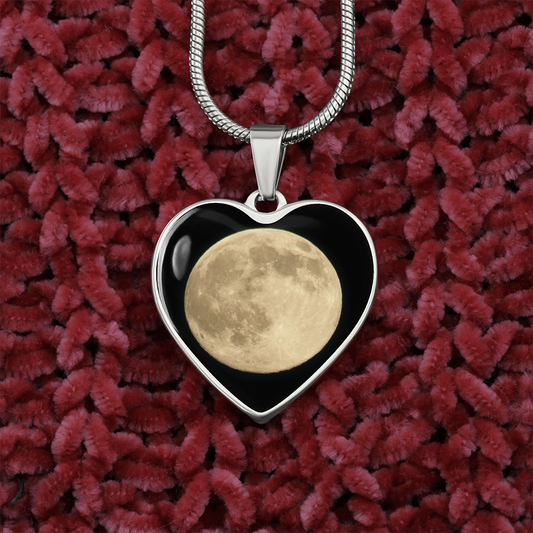 Personalized Moon Phase Heart Shaped Pendant Necklace