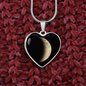 Personalized Moon Phase  Right Crescent Heart Shaped Pendant Necklace