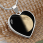 Personalized Half Moon Phase Heart Shaped Pendant Necklace