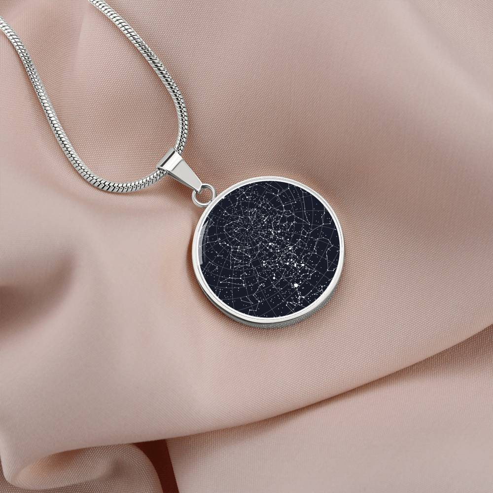 Personalized Celestial Night Sky Circle Pendant Necklace