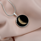 Personalized Celestial Crescent Moon Left Circle Pendant Necklace