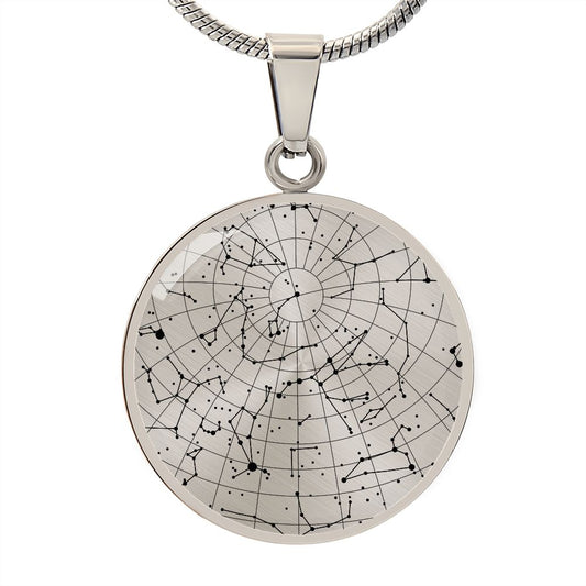 Celestial Night Sky Circle Pendant