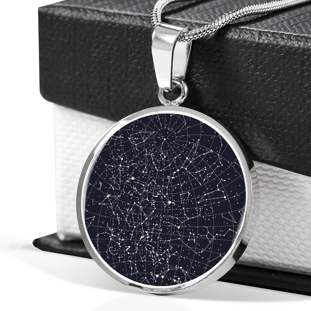 Personalized Celestial Night Sky Circle Pendant