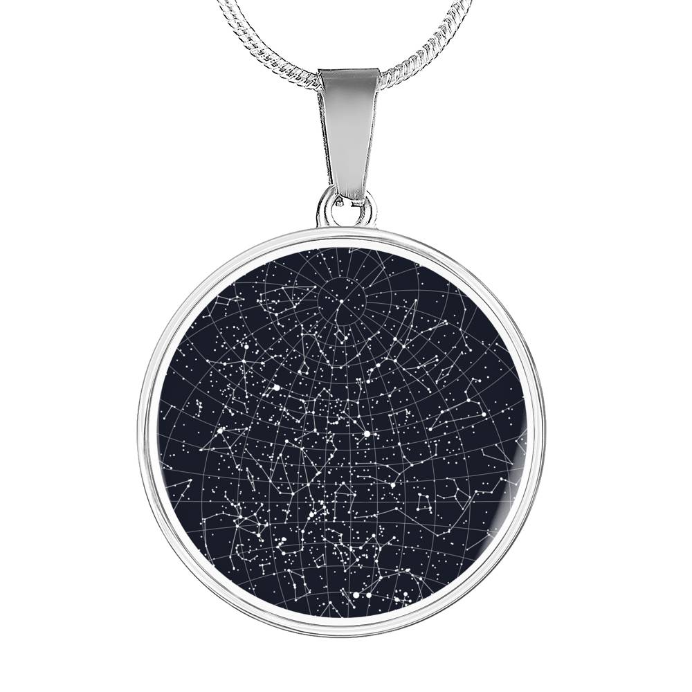 Personalized Celestial Night Sky Circle Pendant