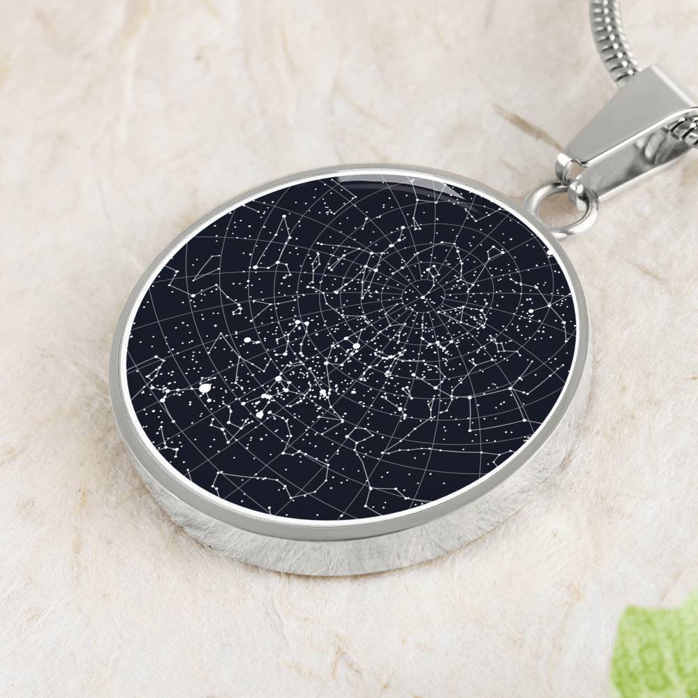 Personalized Celestial Night Sky Circle Pendant Necklace