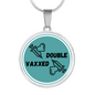 Double Vaccinated Circle Pendant Necklace, Gift for Healthcare Worker