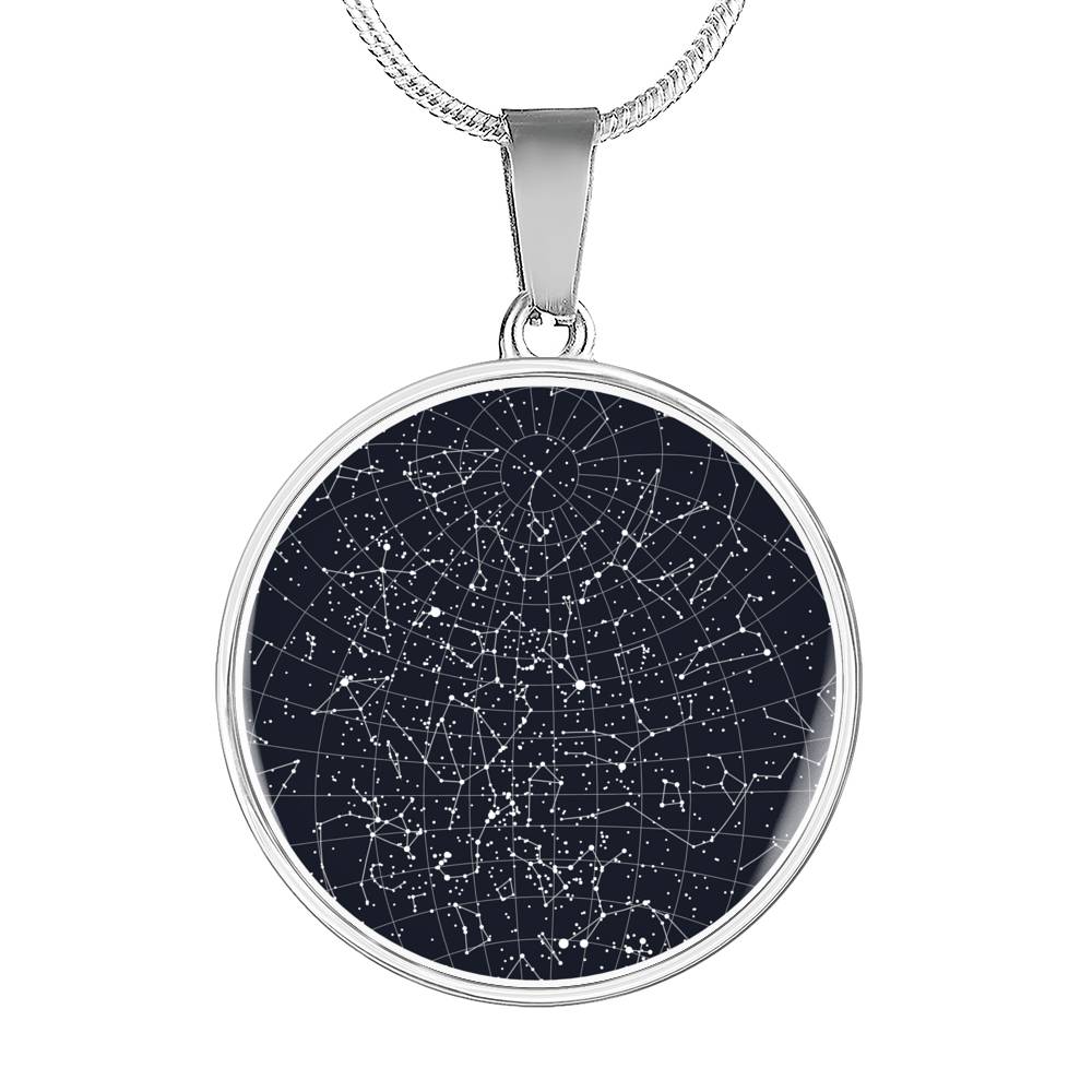 Personalized Celestial Night Sky Circle Pendant