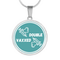 Double Vaccinated Pendant Necklace, Personalized Circle Pendant for Healthcare Worker, Vaccination Gift
