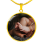 Newborn Baby Feet Personalized Picture Upload Circle Pendant Necklace Silver Gold