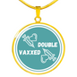 Double Vaccinated Pendant Necklace, Personalized Circle Pendant for Healthcare Worker, Vaccination Gift