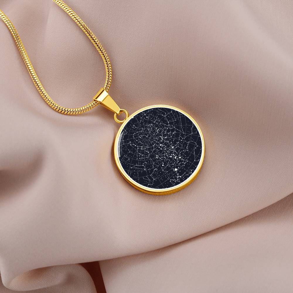 Personalized Celestial Night Sky Circle Pendant Necklace