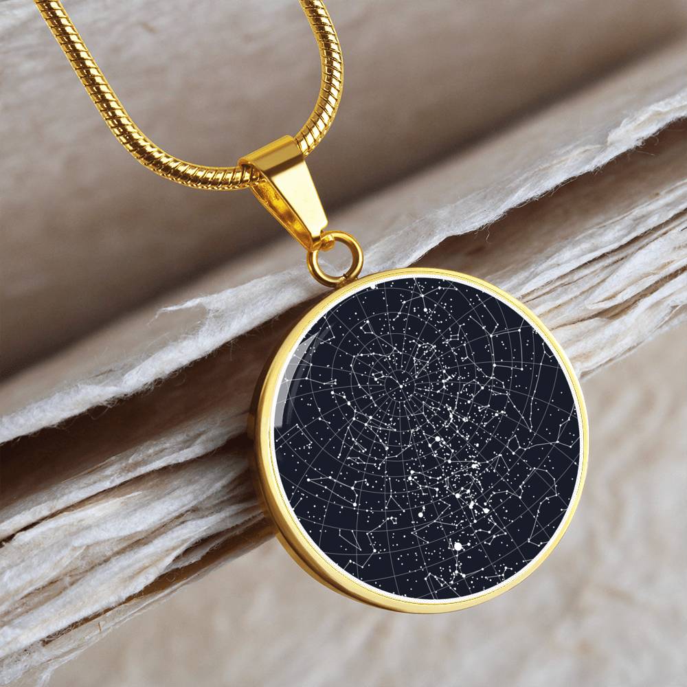 Personalized Celestial Night Sky Circle Pendant Necklace