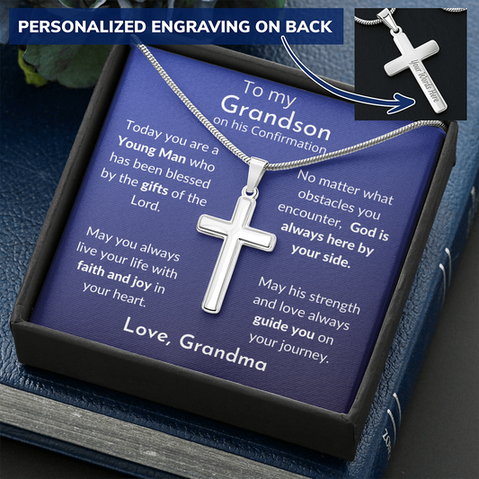 Confirmation Engraved Cross for Grandson - Gift For Him from Grandma