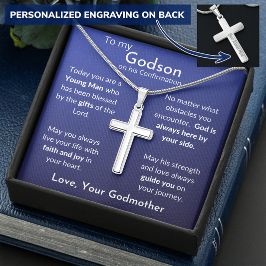 Confirmation Engraved Cross for Godson - Gift For Him from Godmother