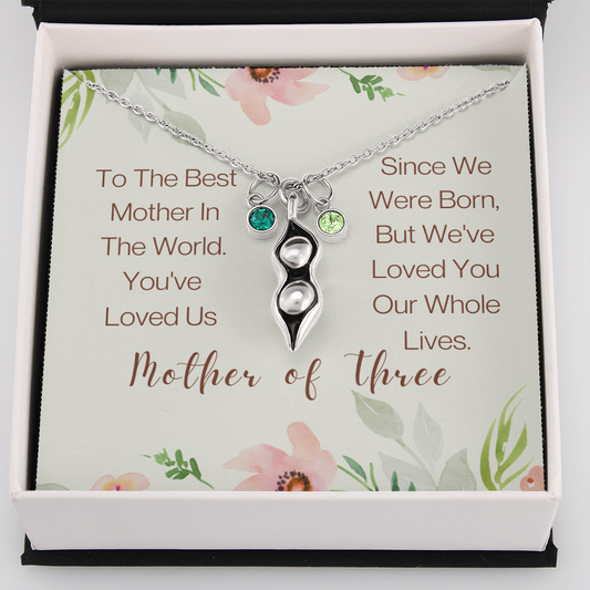 Mother of Three, Peas in a Pod, Mother's Day Necklace